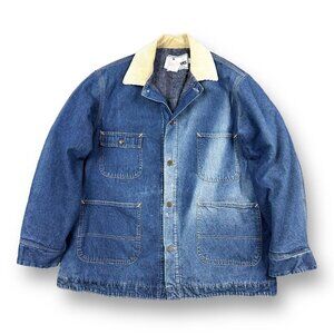 Vintage Sears Roebucks Nicely Faded Denim Blanket Lined Chore Coat USA Union